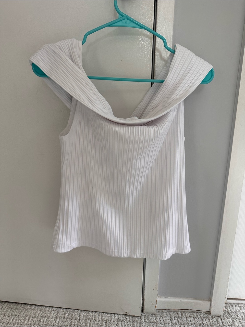 Ribbed White Off The Shoulder Top